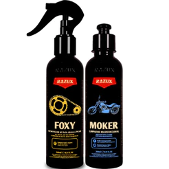 Kit Foxy Desengraxante de Correntes Moker Shampoo Limpa Motor Barro Lama Razux