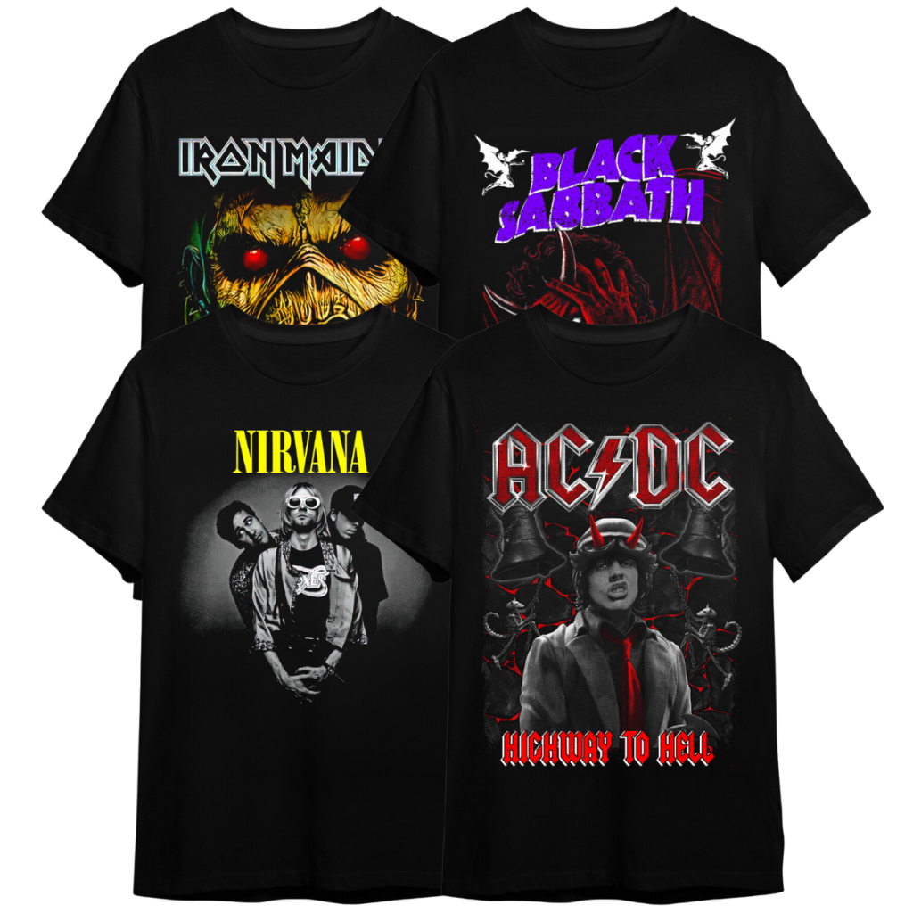 Camiseta Banda Rock Vários Modelos Camisa Basica Oficial em Oferta na Shopee