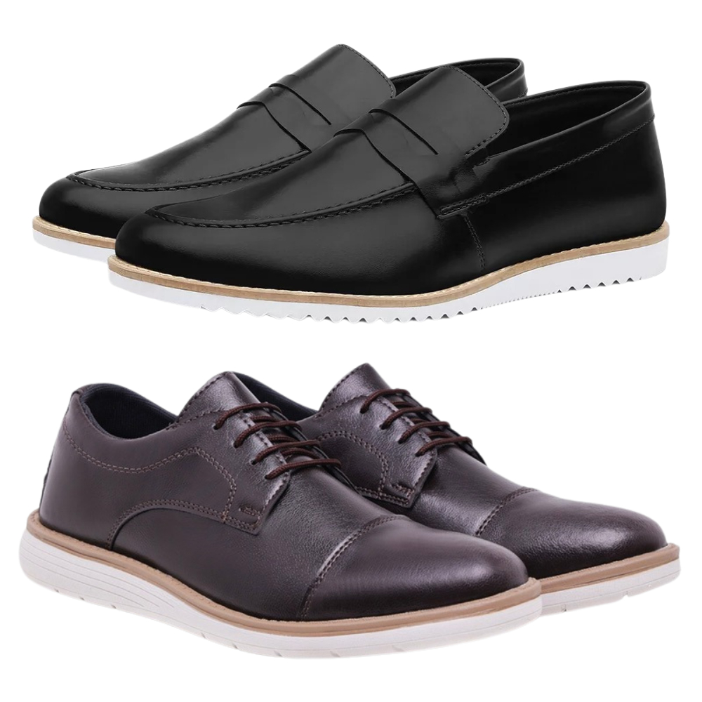 Sapato Masculino Tenis Calçado Oxford Loafer Moderno Kit 2 Pares