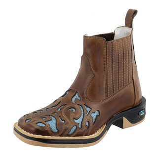 Bota Feminina Detalhes A Laser Sola Jump Bico Quadrado Moda Country Atemporal