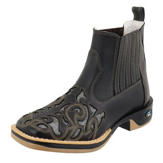Bota Feminina Detalhes A Laser Sola Jump Moda Country Atemporal Bico Quadrado