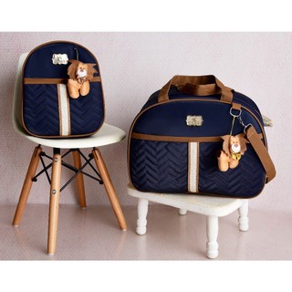 Kit 2 peças Bolsa de Bebê Mala Maternidade com Mochila Várias Cores