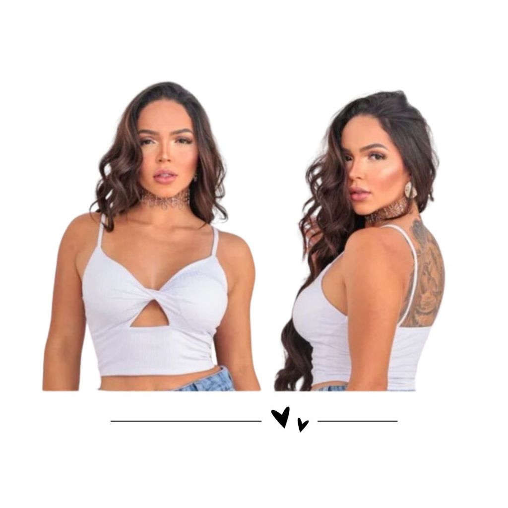 Kit 4 Top Cropped Alcinha Malha Canelada com bojo Blusinha Feminina Cropeed Alça Fitness Academia Treino