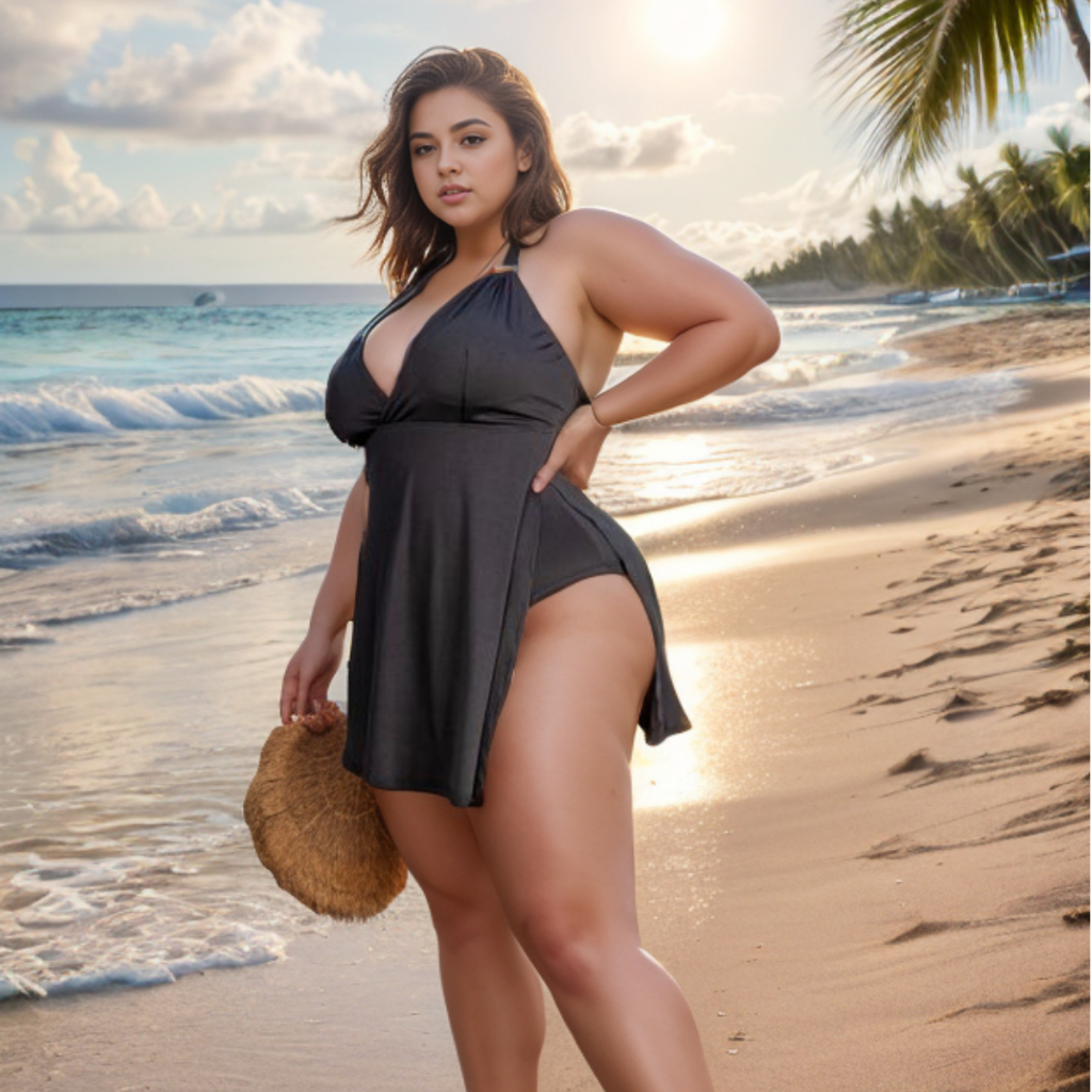 Vestido Maiô Feminino Plus Size Com Saia Embutida Curve Moda Praia