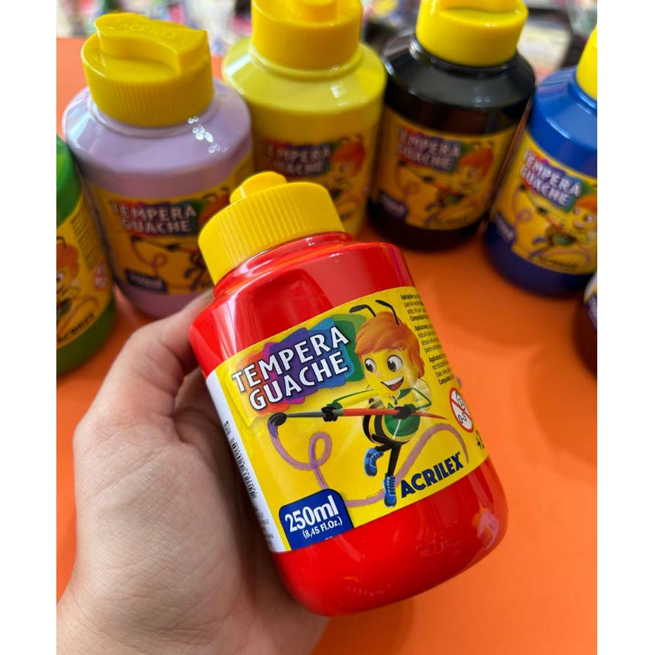 Tempera Guache diversas cores 250ml 1 pote Acrilex em Oferta na Shopee