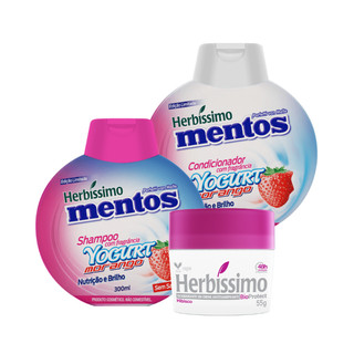 Kit 3 itens - Herbíssimo Mentos Shampoo e Condicionador Yogurt Morango + Desodorante Herbíssimo Hibisco 55G em Oferta na Shopee