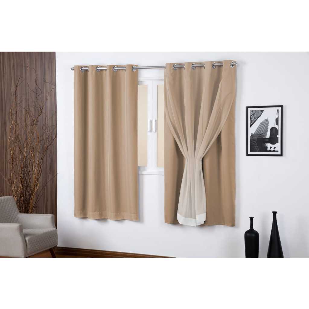 Cortina Mais Bela Para Sala Quarto E janela 2.50x1.40 Blecaute Corta Luz Tecido E Voil
