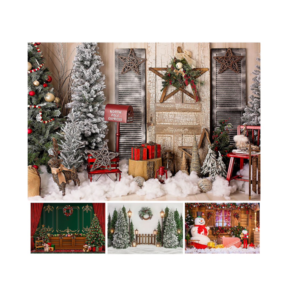 Fundo Fotográfico Tecido Sublimado 3D Natal 2,20x1,50 Horizontal