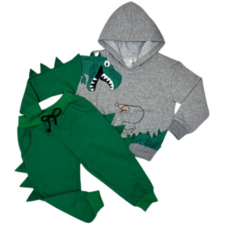 Conjunto Moletom Masculino Infantil Dinossauro Blusa e Calça De Menino em Oferta na Shopee