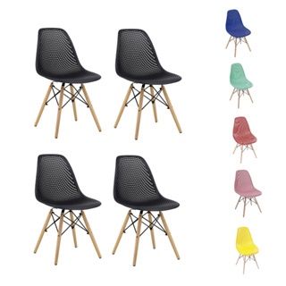 Kit 4 Cadeira Eames Design Colméia Eloisa Preto