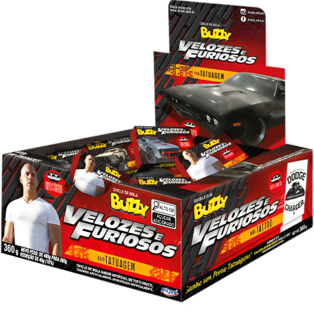 Chiclete Velozes e Furiosos Tutti-Frutti C/90 Buzzy