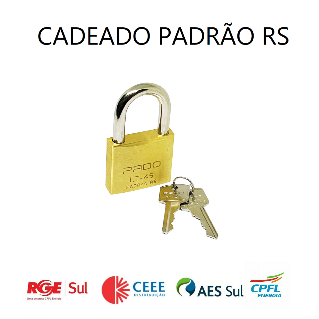 Cadeado Padrão Rs Ceee Rge Aes Sul Cpfl Corsan Pado 45 Mm