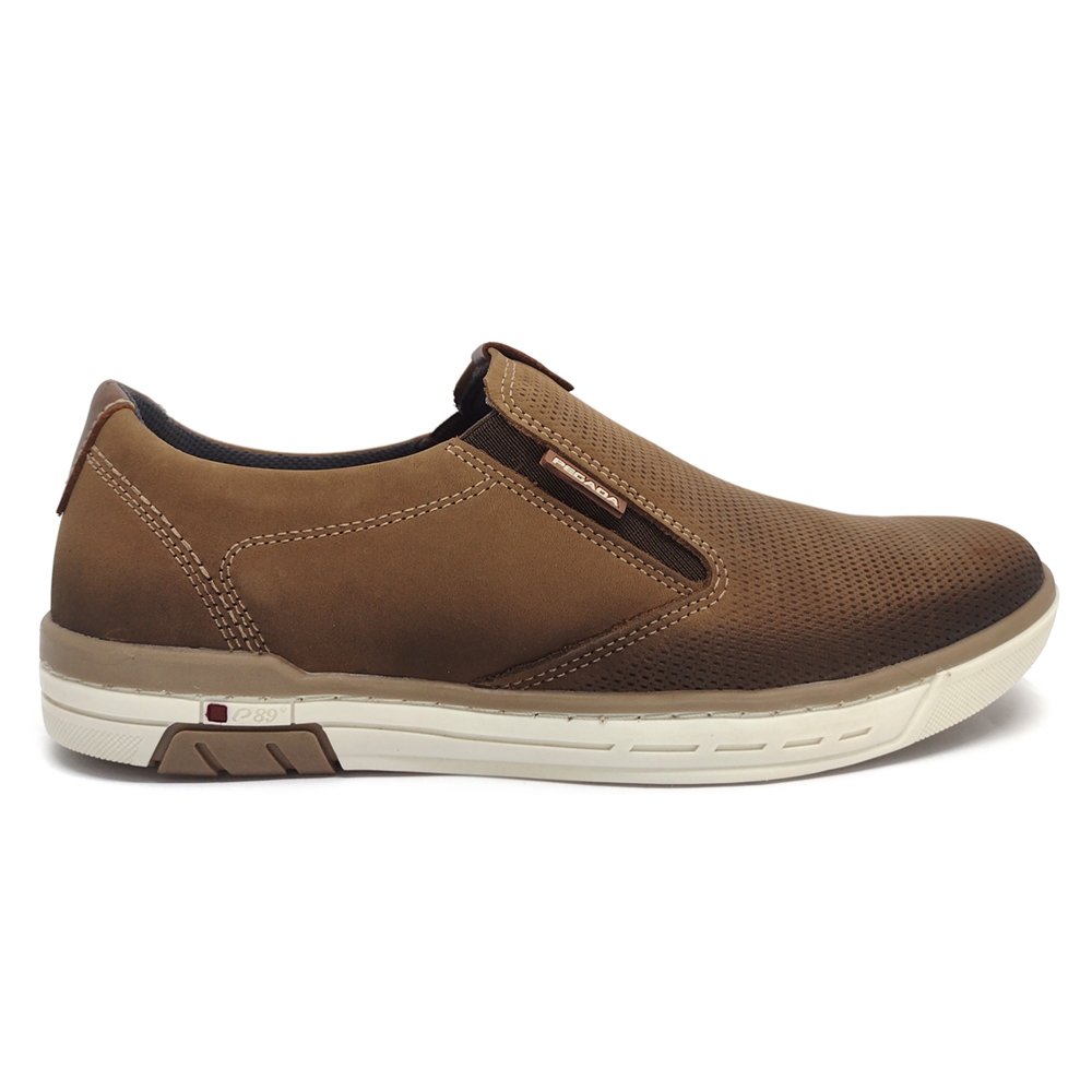 Sapatênis Pegada Masculino Slip On Couro Calce Fácil 119311