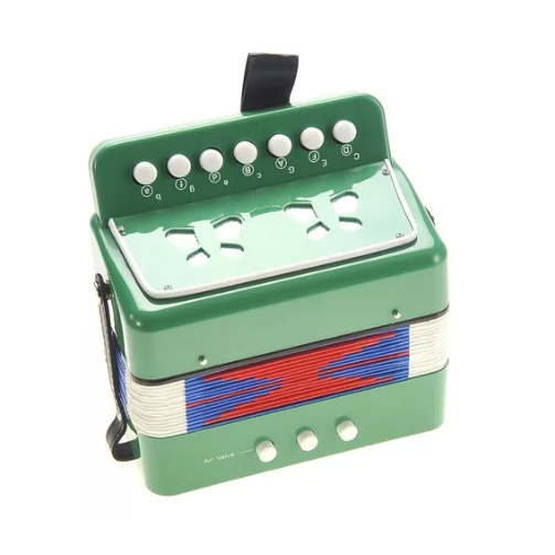 Instrumento Infantil Sanfona Infan Acordeon 3 Baixo 7 Teclas Cor Verde