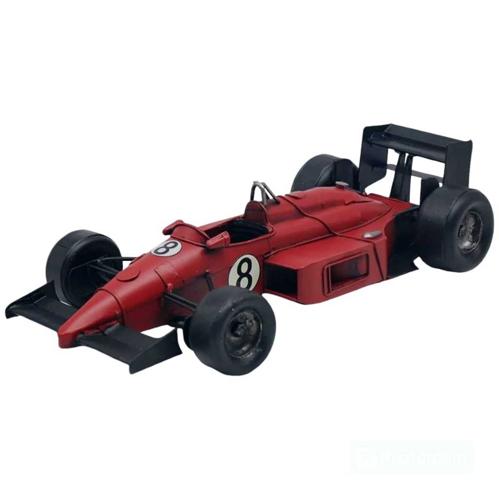 Carro de Corrida Formula 1 Vermelho Miniatura Metal Sucata Retro Vintage Sport Enfeite Decoração Colecionador PRESENTE