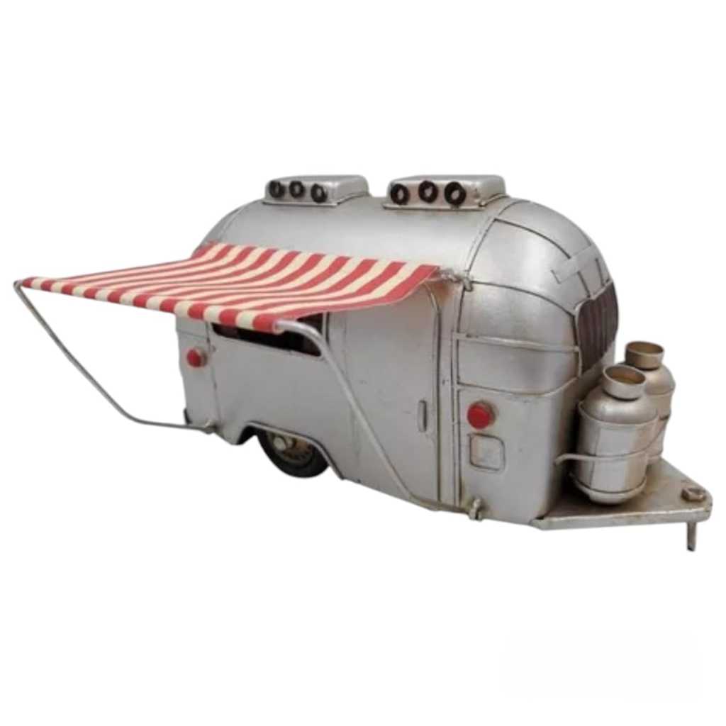 Carro Miniatura Airstream Trailer Beach Wagon Metal Retro Sucata Enfeite Decoração Presente Colecionável