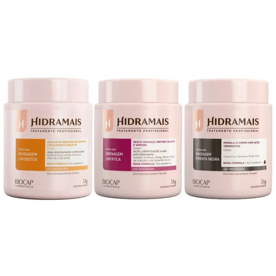 Kit Hidramais Profissional Lipodetox+drenagem+pimenta Negra