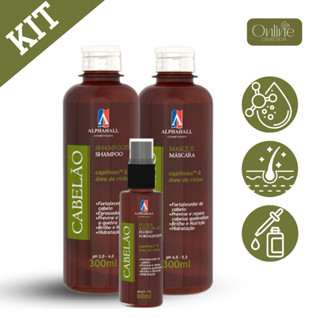 Kit Cabelão 300ml Shampoo Máscara Tônico Fortalecedor ALPHAHALL em Oferta na Shopee