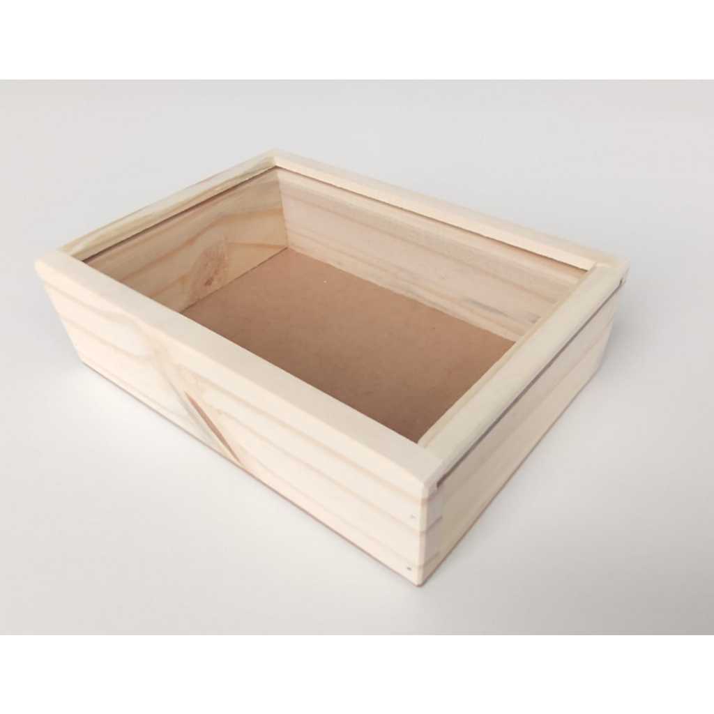 Caixa em Madeira 20x15x05 com Tampa Transparente em Oferta na Shopee