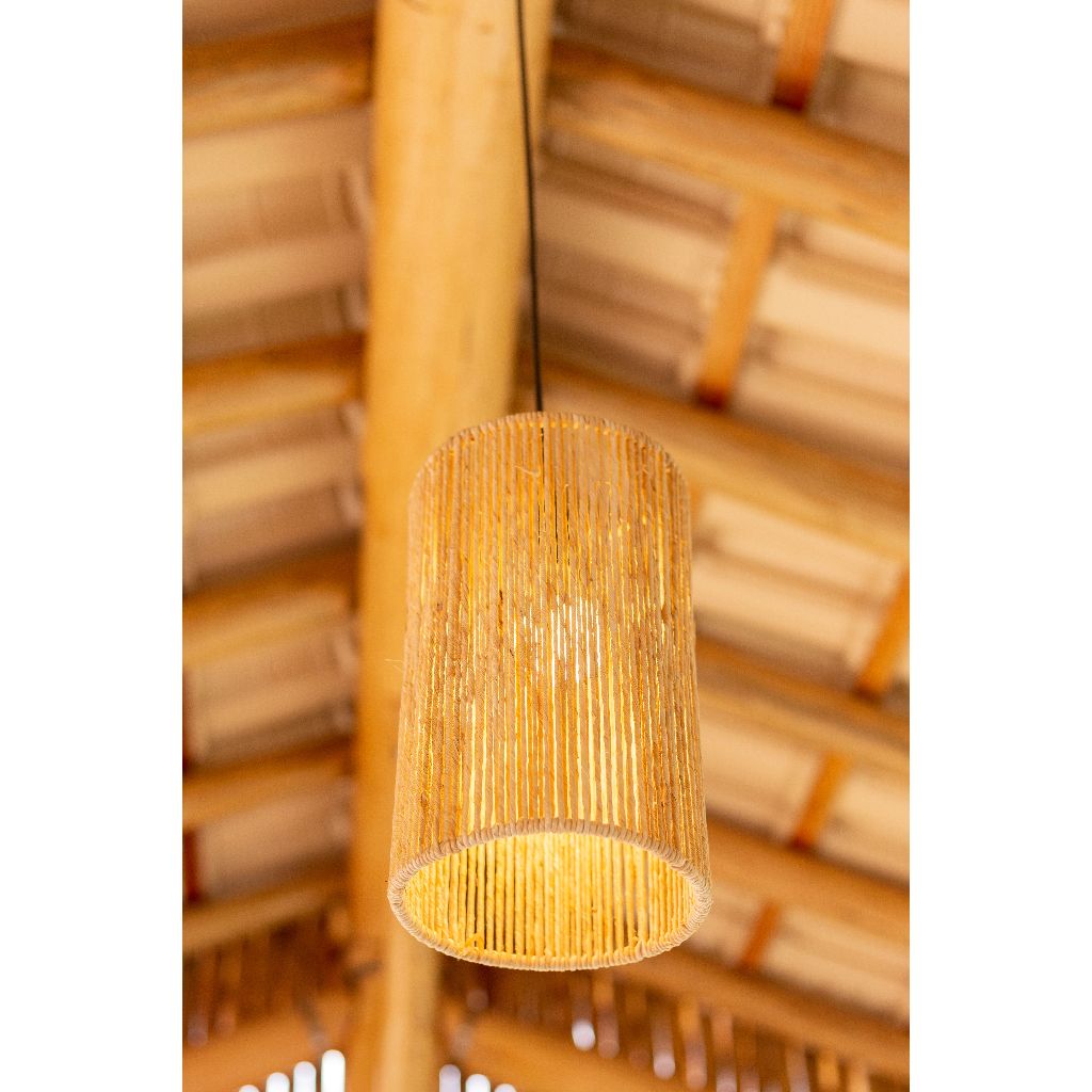 Kit 2 Lustre Pendente Luminarias Teto Rustica Redonda 18x30 Palha de Milho Artesanal Casa ...