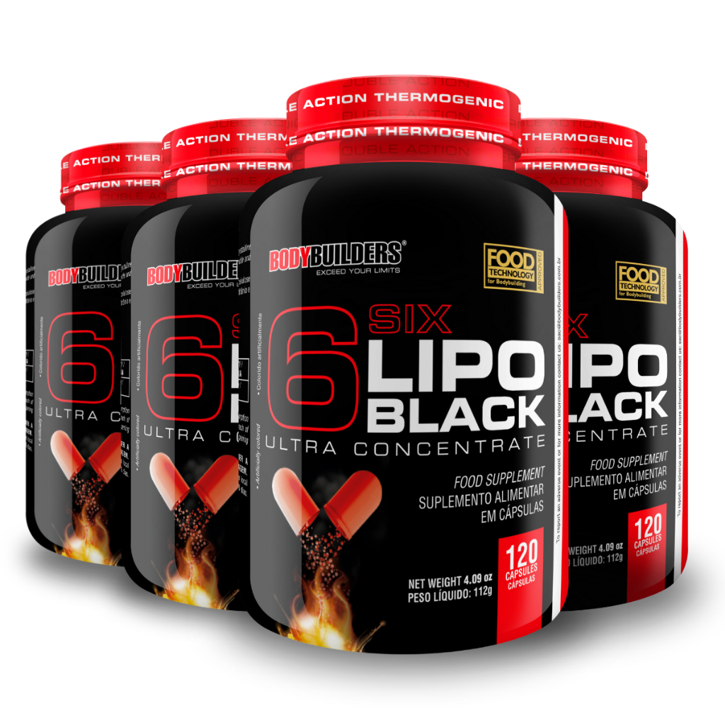 Kit 4x 6 Six Lipo Black Ultra Concentrate 120 Cápsulas - Bodybuilders em Oferta na Shopee