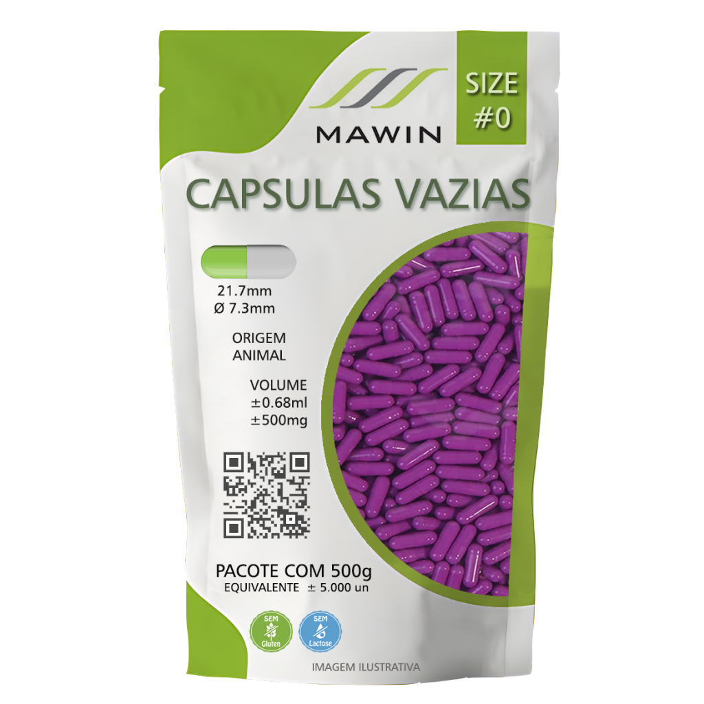 5.000 Capsula Gelatina Vazia N0 - ROXA - Mawin