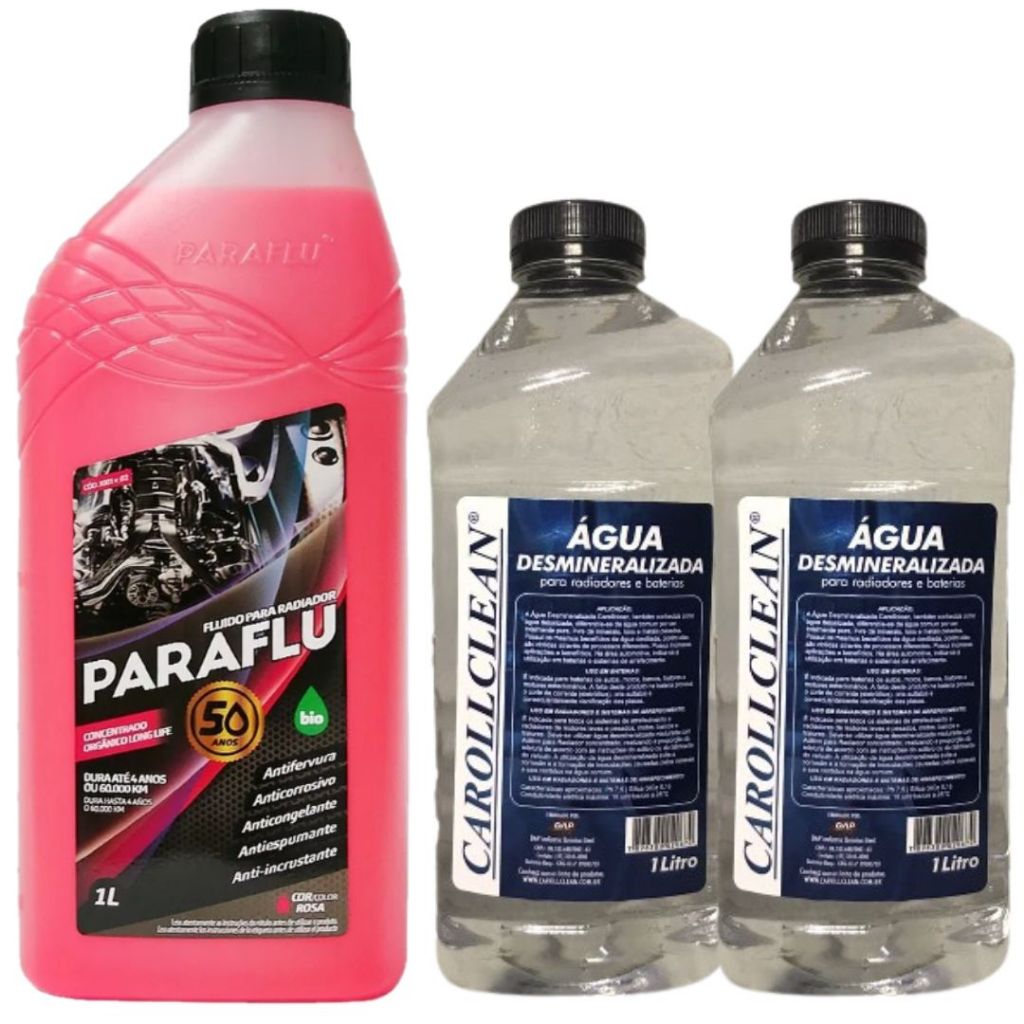 KIT 1 PARAFLU CONCENTRADO ROSA + 2 AGUAS DESMINERALIZADA