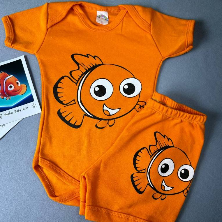Conjunto Bebe menino menina body e short 100% algodão