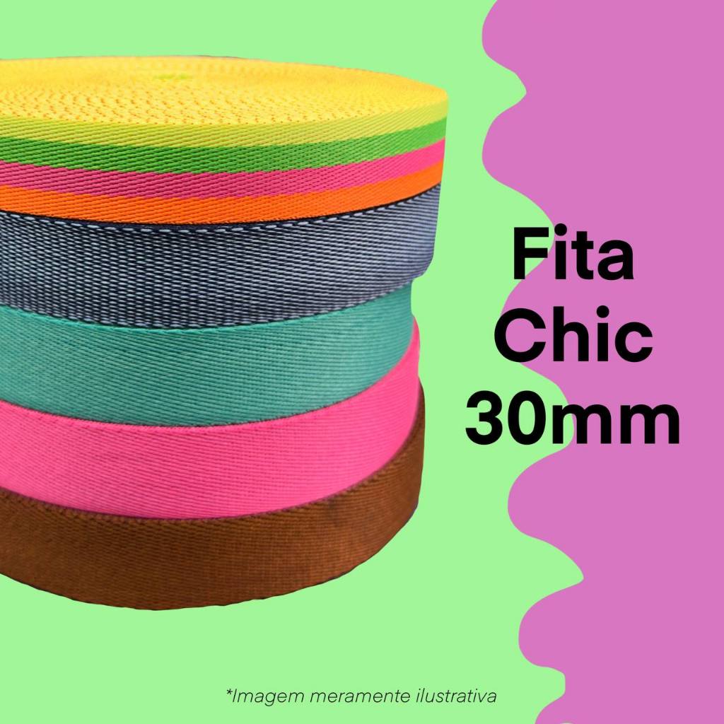 Alça/Fita Chic - 30mm - rolo com 5 mts - varias cores - para bolsas e mochilas em Oferta na Shopee