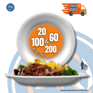Prato de Isopor 23cm Descartável para Refeição c/20un , 60un , c/100un e 200un em Oferta na Shopee