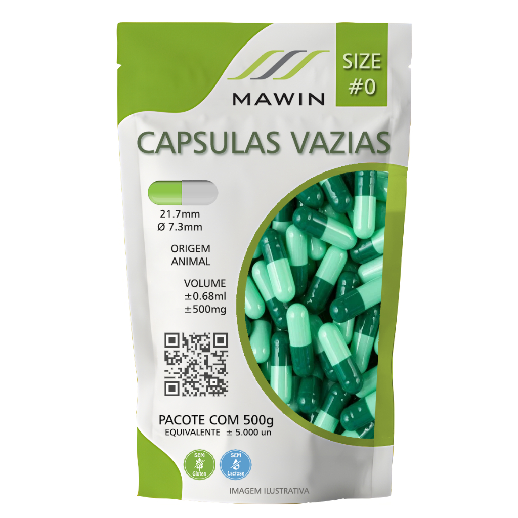 5.000 Capsula Gelatina Vazia N0 - VERDE CLARO - VERDE ESCURO - Mawin