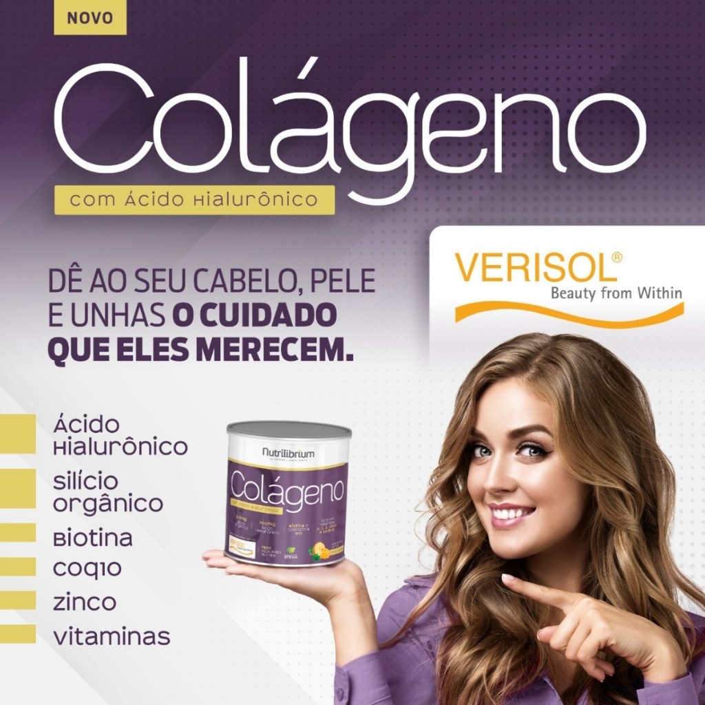 Detalhes do Kit 2x Colágeno Verisol Com Ácido Hialurônico 200g Nutrilibrium