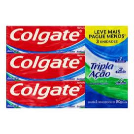 KIT COM 3 - Creme Dental Colgate Tripla Ação Menta Original 180g - VERDE em Oferta na Shopee
