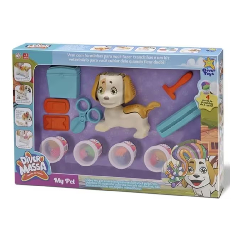 Diver Massa My Pet 8277 Com Acessórios-DiverToys Brinquedos Divertidos Estimular Criatividade Educacionais Artes Dia das Crianças Presente Barato