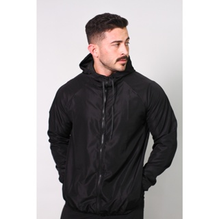 Jaqueta Masculina Corta Vento Forro no Capuz e Cordão de Ajuste em Oferta na Shopee