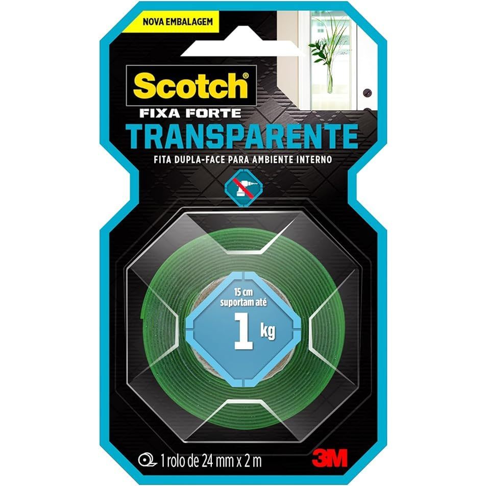 Kit 3 - Rolos Fita Dupla Face 3M - 24mm Original 3M - Fita Adesiva Fixa Forte Transparente - Fita VHB - Extra Forte -Mul