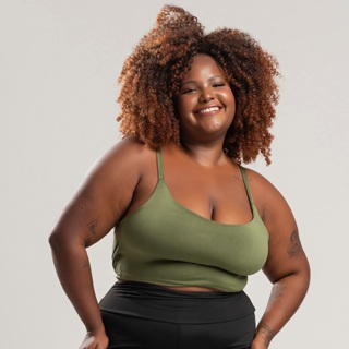 Top plus size casual fitness sem costura com forro duplo em Oferta na Shopee