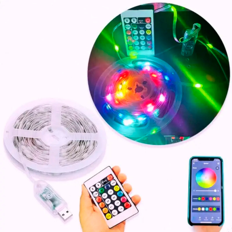 Fita de LED RGB 10M USB + CONTROLE | Controle por aplicativo | Pisca-Pisca para Decoração de Natal