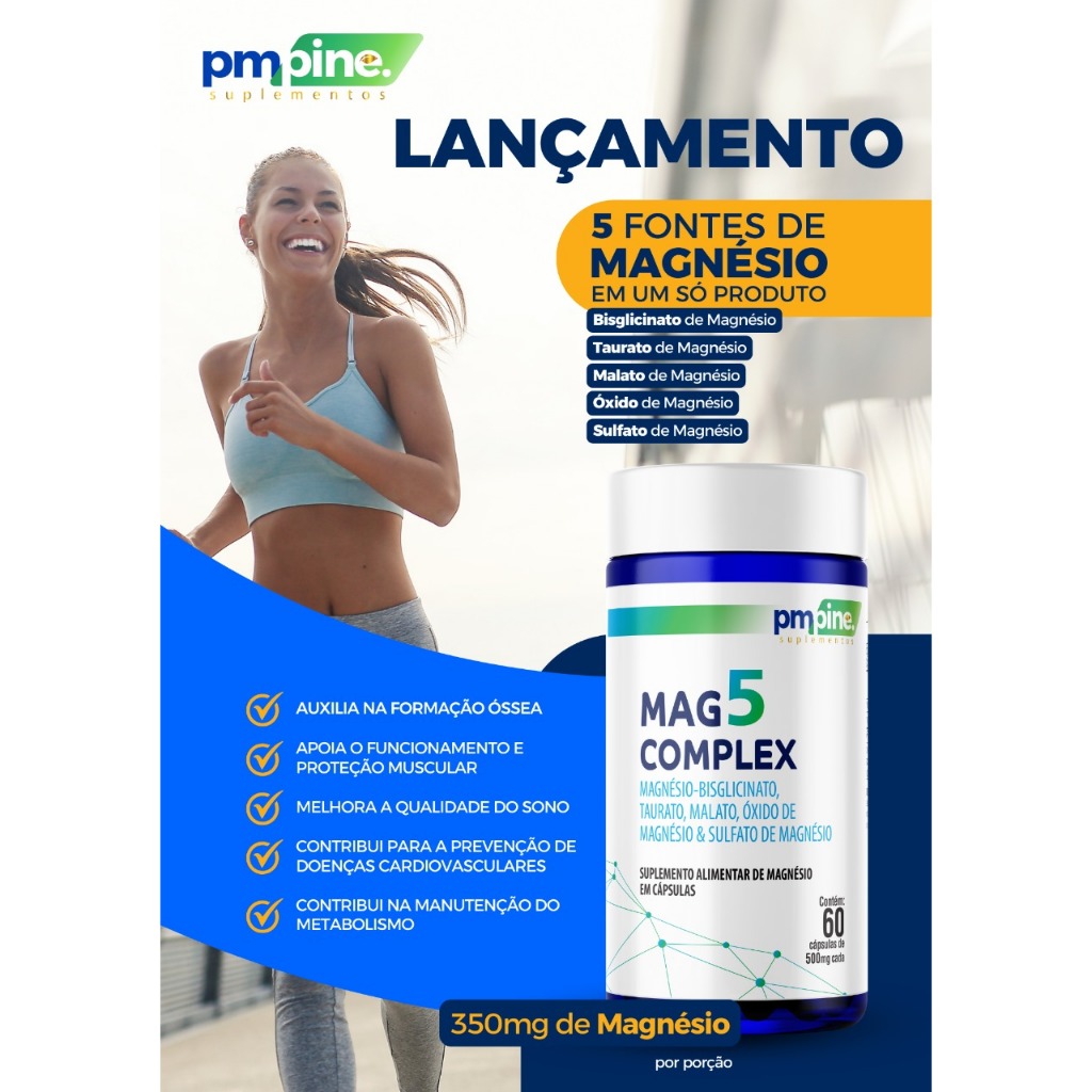 COMPLEX MAG 5 (BISGLICINATO, TAURATO, MALATO, ÓXIDO MAGNESIO, SULFATO MAGNESIO) 500mg 60 CAPSULAS