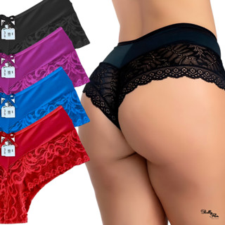 Kit 5 Calcinhas  Luxo Renda Box Shortinho Cueca Feminina