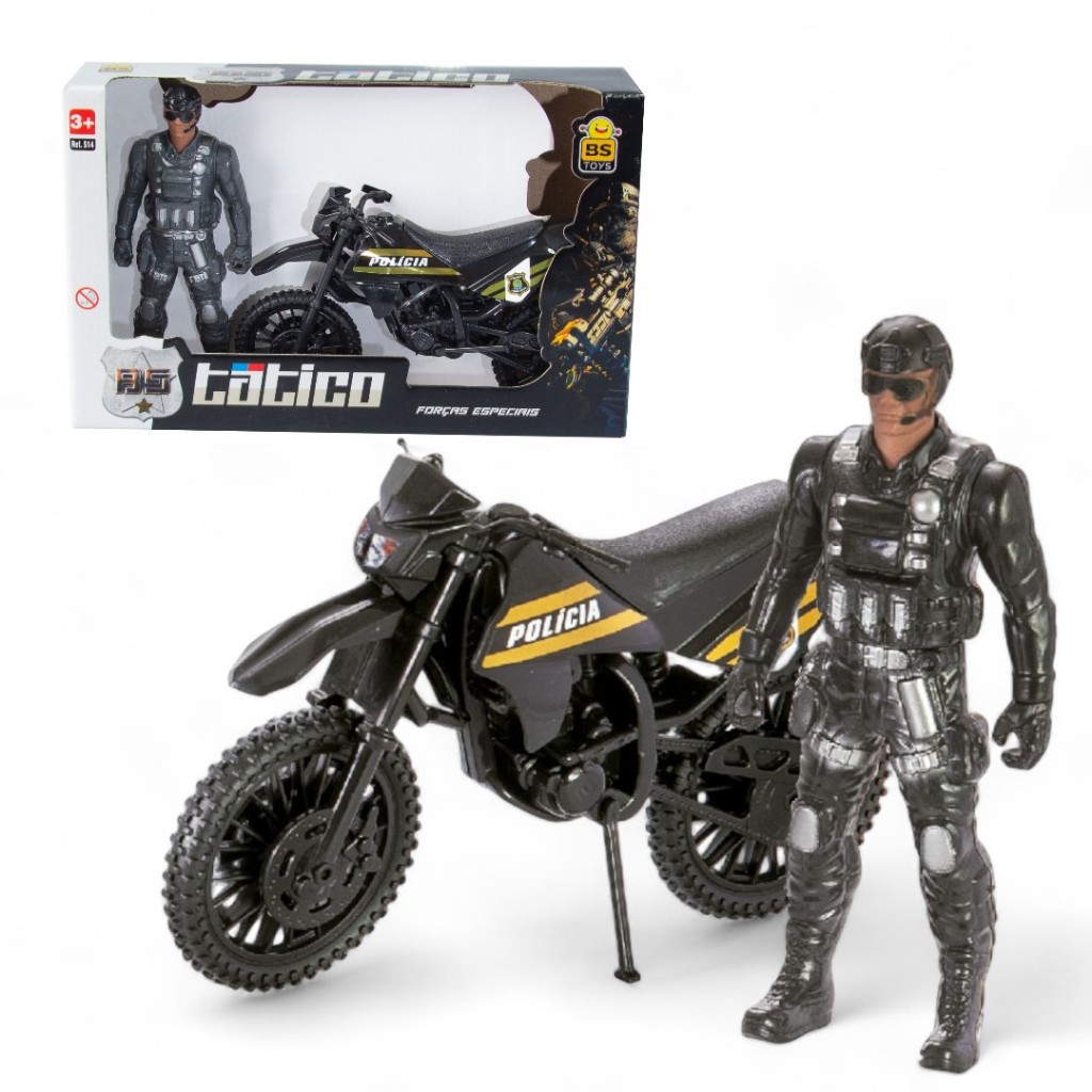 Brinquedo Boneco Policial Tático Comando Especial + Moto Na Caixa Presente - Bs Toys em Oferta na Shopee