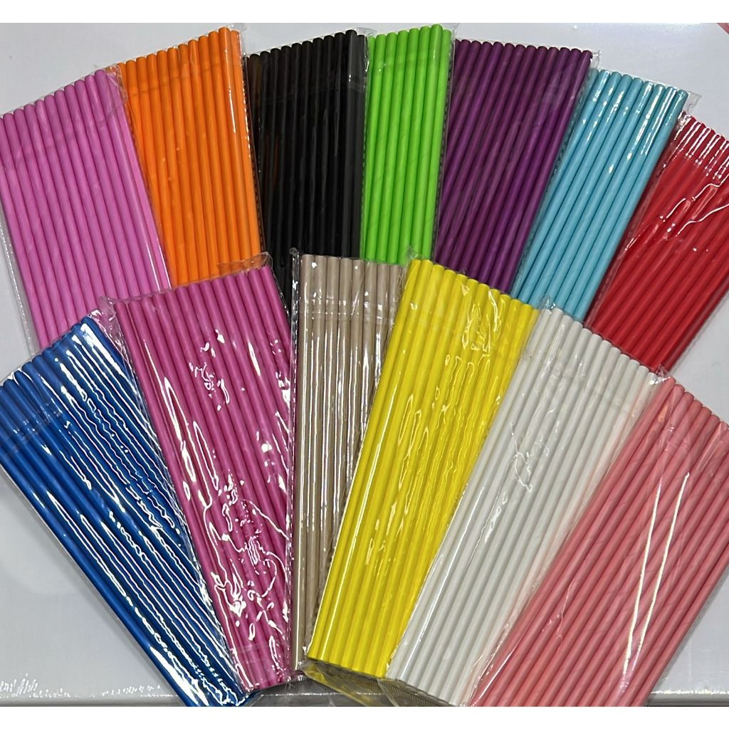 3 pacote  Canudo biodegradável de papel Liso Cores Padrão topo de bolo 6mm em Oferta na Shopee