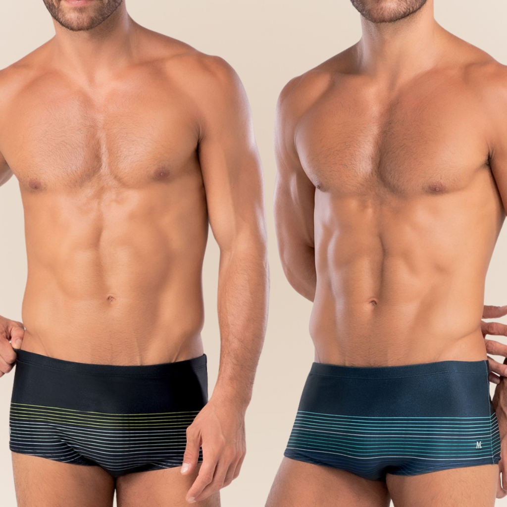 Sunga Slip Mash Forrada Estampa Listrada com Cordão de Regulagem FPS 50 Moda Praia Adulto FPS 50 - Sports & Outdoors