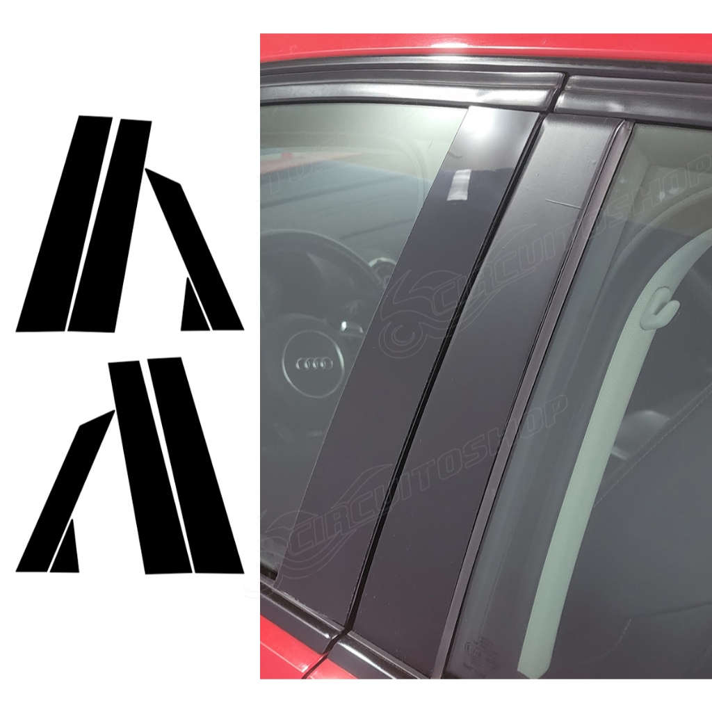 Protetor Black Piano Coluna Porta Carro A3 S3 Sr3 Sedan ano 2014 a 2021