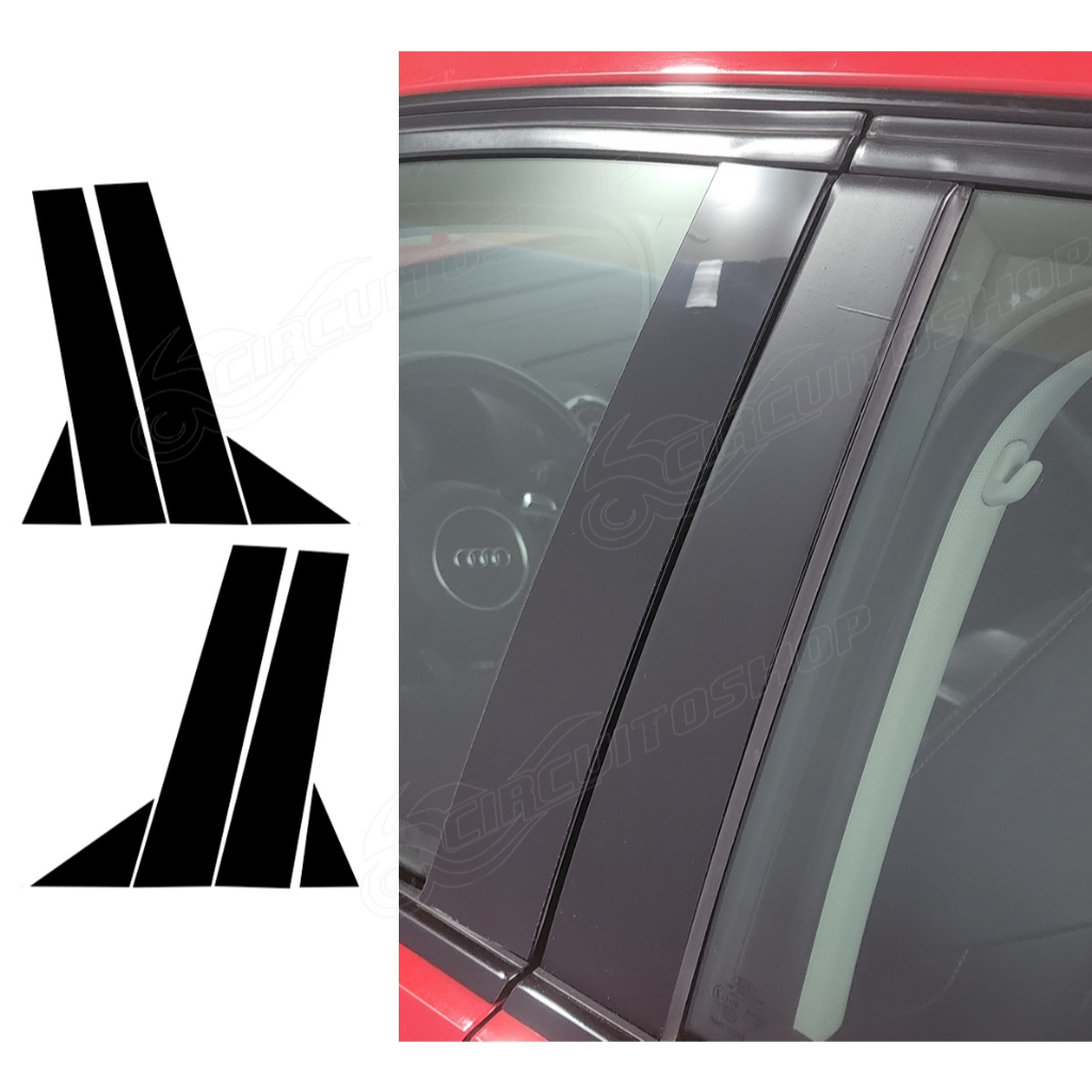 Protetor Black Piano Coluna Porta Carro A3 S3 Sr3 Hatch Ano 2014 a 2021