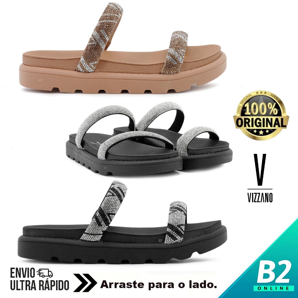 Sandália Papete Vizzano Tira Pronta Strass Feminina 100% Original Com Nota Fiscal e Garantia em Oferta na Shopee