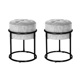 Kit 2x Puff Argola Ferro Redondo Pintura Eletrostática Estofado Capitonê em Oferta na Shopee