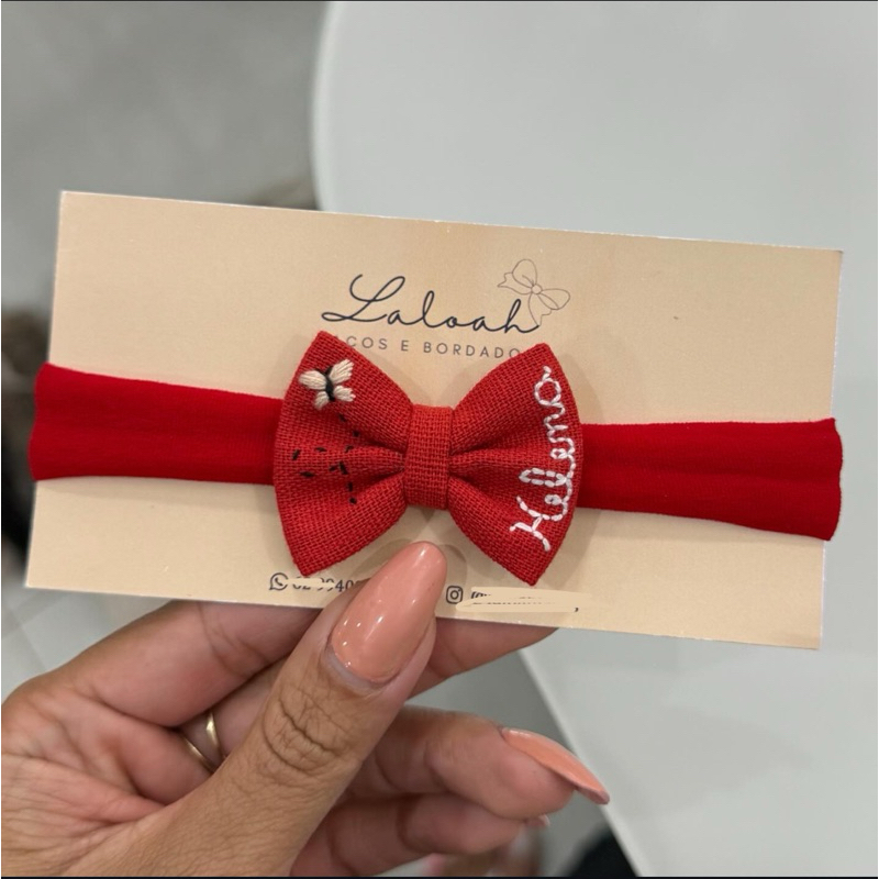 Laço Gravatinha tamanho PP no linho personalizado com nome para recém nascido RN em Oferta na Shopee