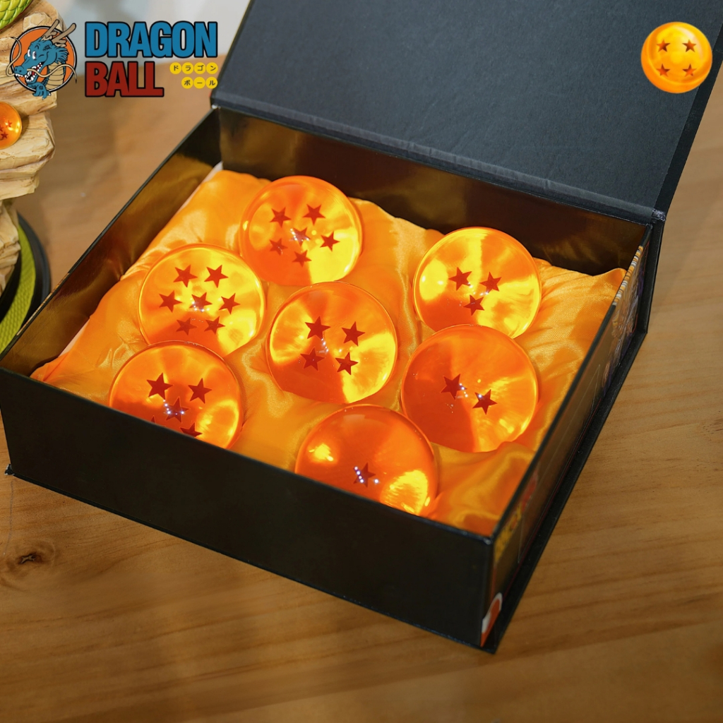 7 Esferas do Dragão Com Caixa | Item de Colecionador | 4,3cm 3,5cm | Resina | Dragon Ball Goku!