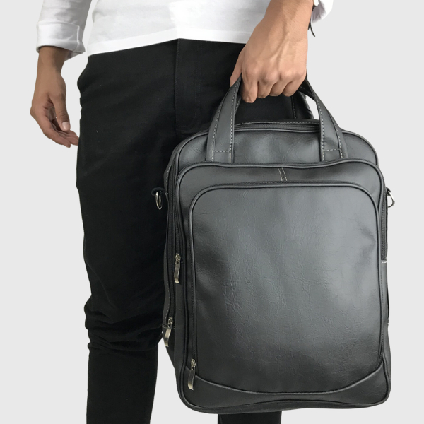 Mochila 3 em 1 Bolsa Mochila Pasta Transversal Executiva em Couro Sintético